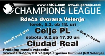 VSTOPNICE ZA TEKMO GORENJE : CIUDAD REAL SO ŽE V PRODAJI