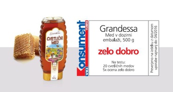 Cvetlični med Grandessa med zmagovalci neodvisnega testa Konsument